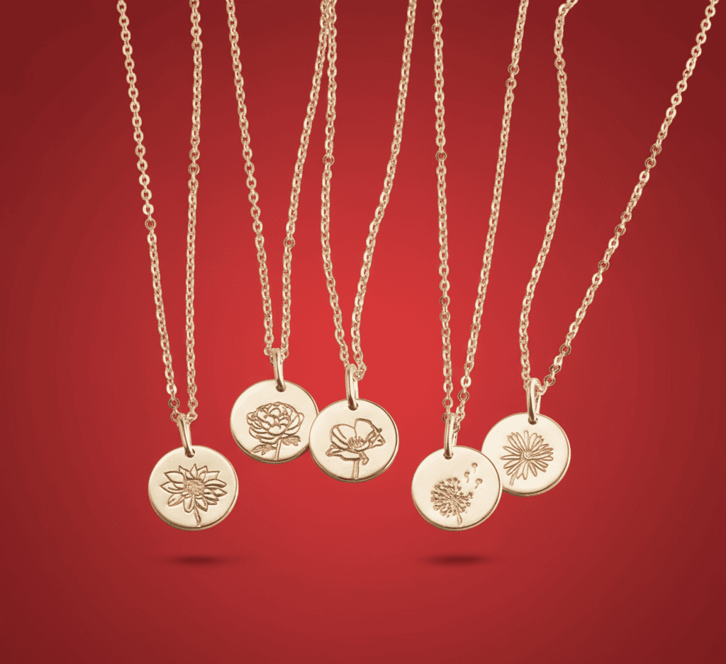 Custom Birth Flower Necklace - Hidden Forever