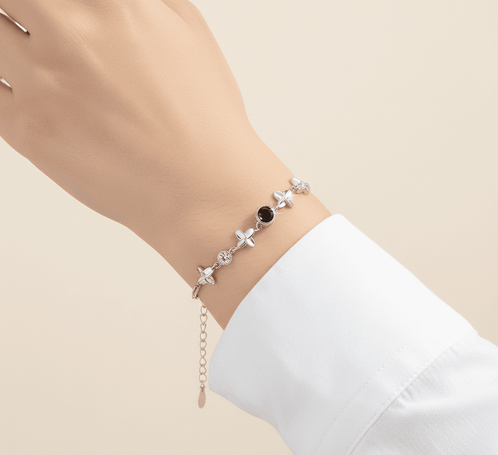 Custom Four - Leaf Clover Zircon Hidden Photo Bracelet - Hidden Forever