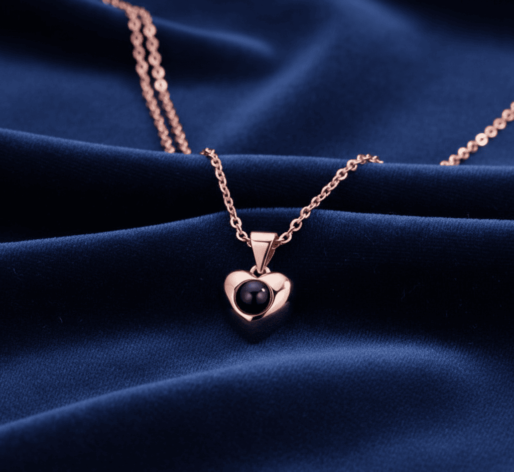 Custom Heart Apple Hidden Photo Necklace - Hidden Forever