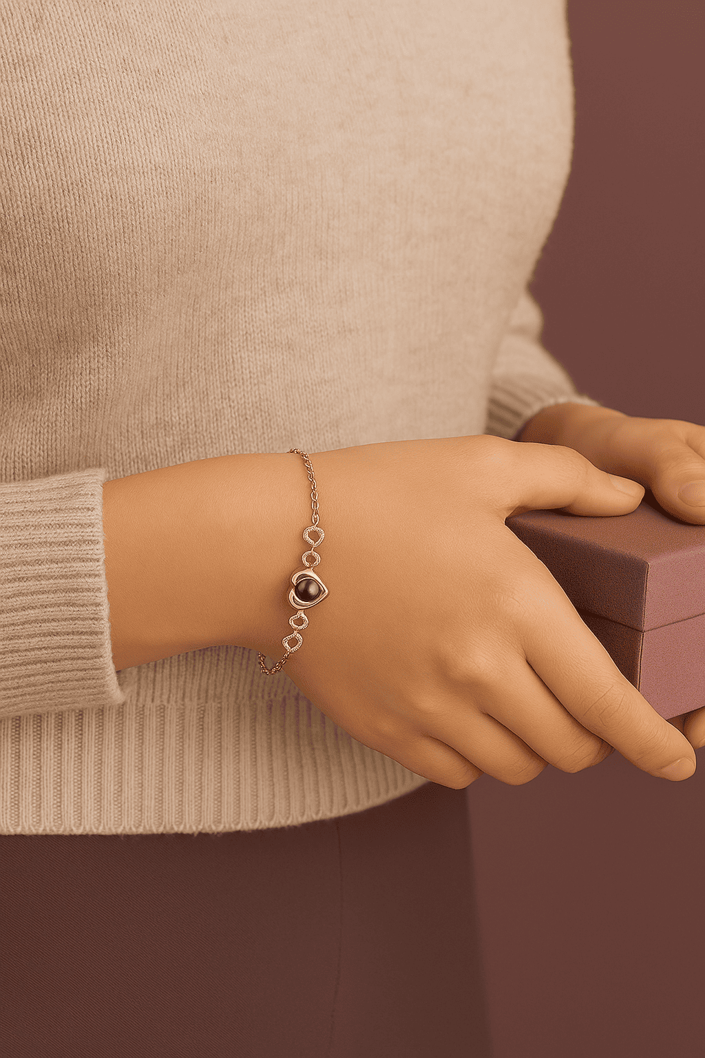 Custom Heart Charm Hidden Photo Bracelet - Hidden Forever