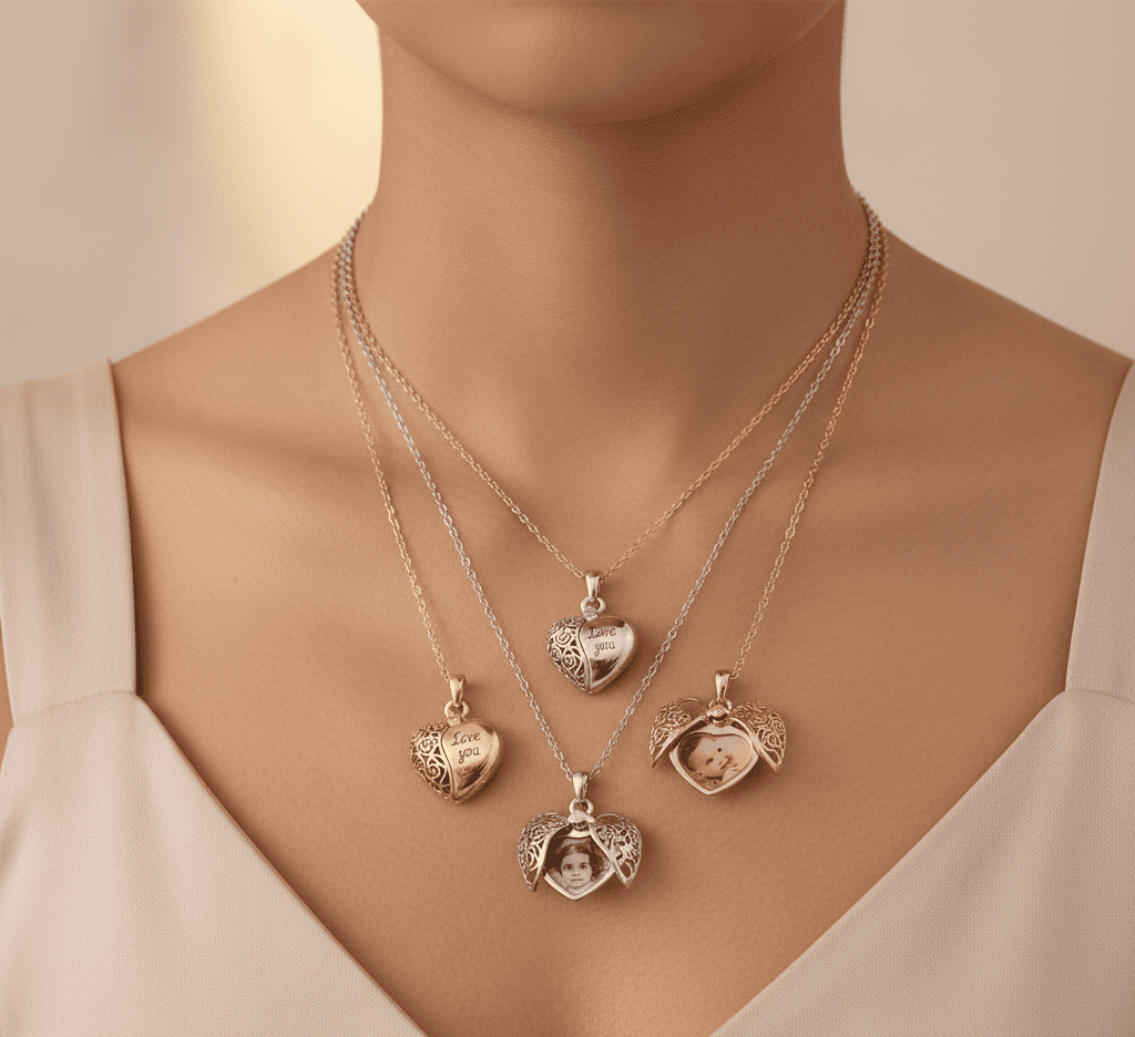 Custom Heart Hollow Hidden Photo Necklace - Hidden Forever