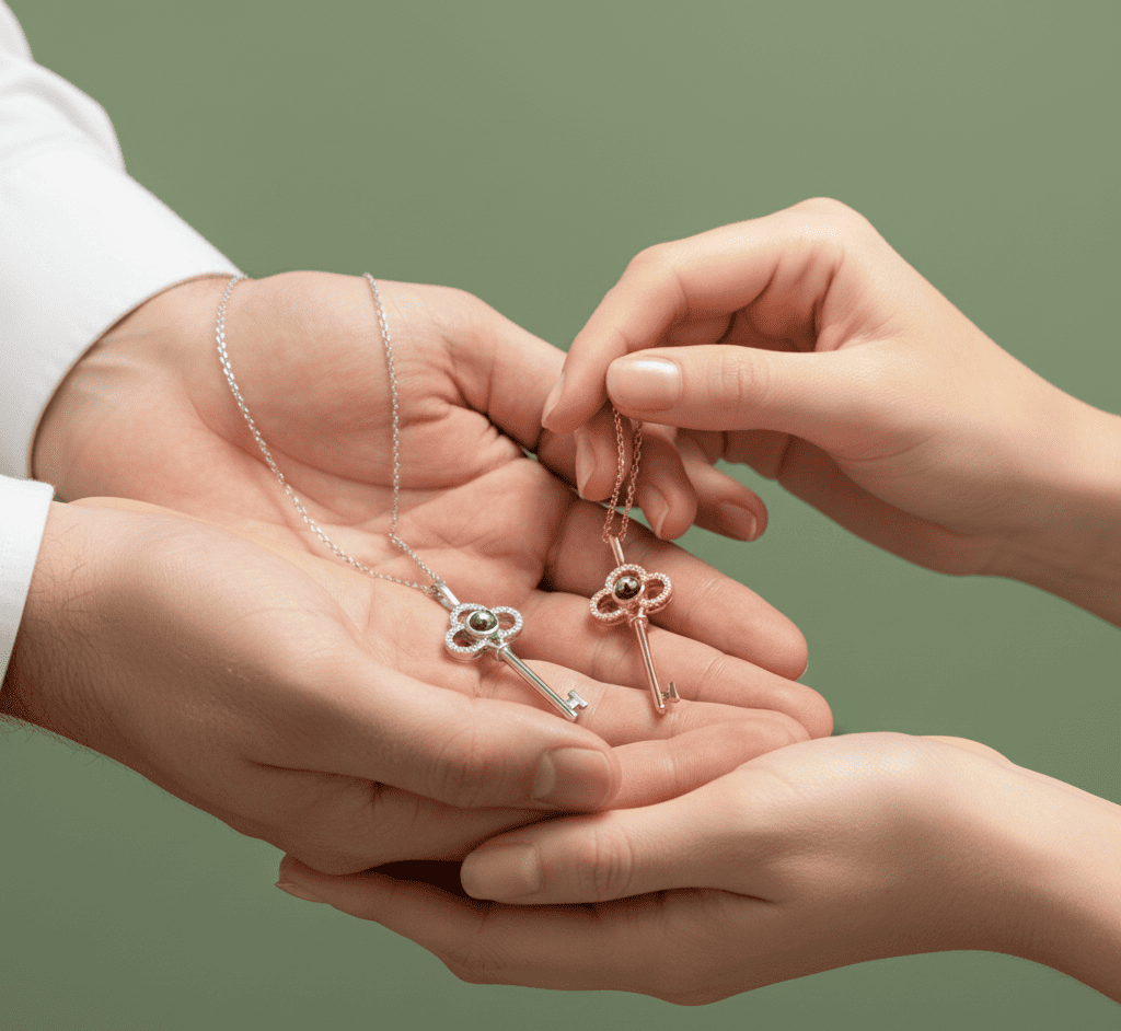 Custom Key Zircon Hidden Photo Necklace - Hidden Forever