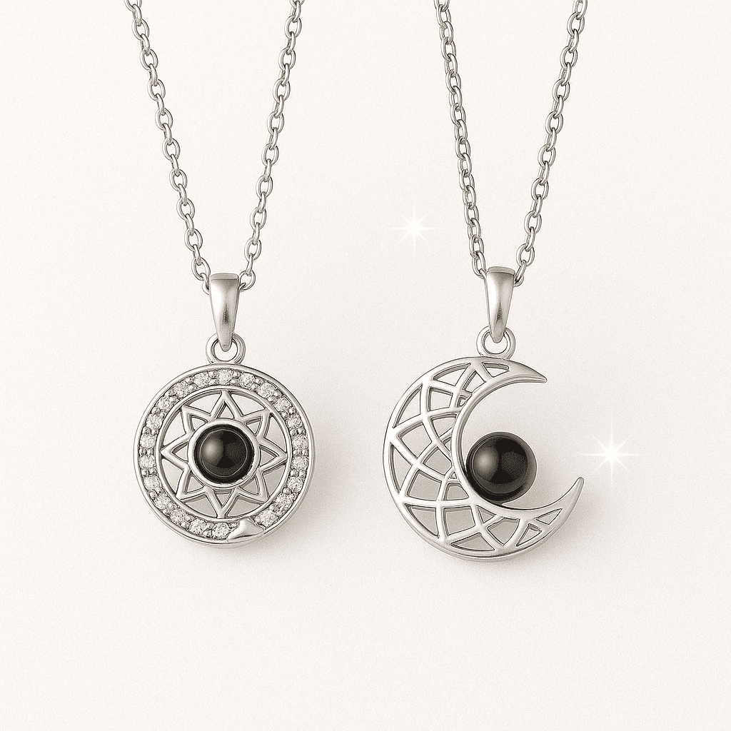 Custom Photo Projection Couples Moon Necklace – Hidden Forever