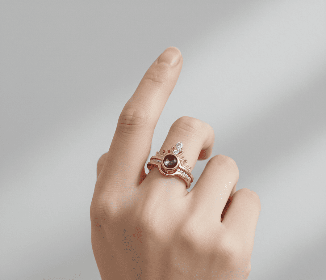 Custom Photo Projection Crown Ring - Hidden Forever