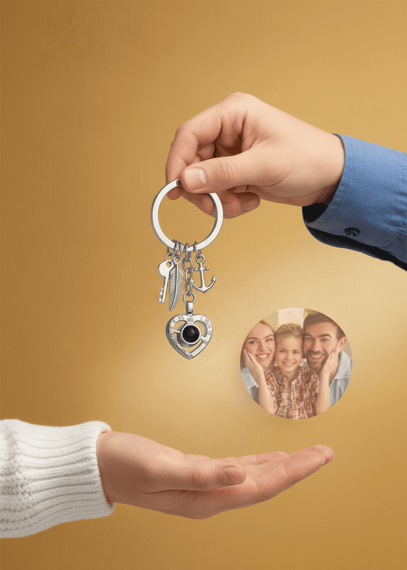 Custom Photo Projection Keychain - Hidden Forever
