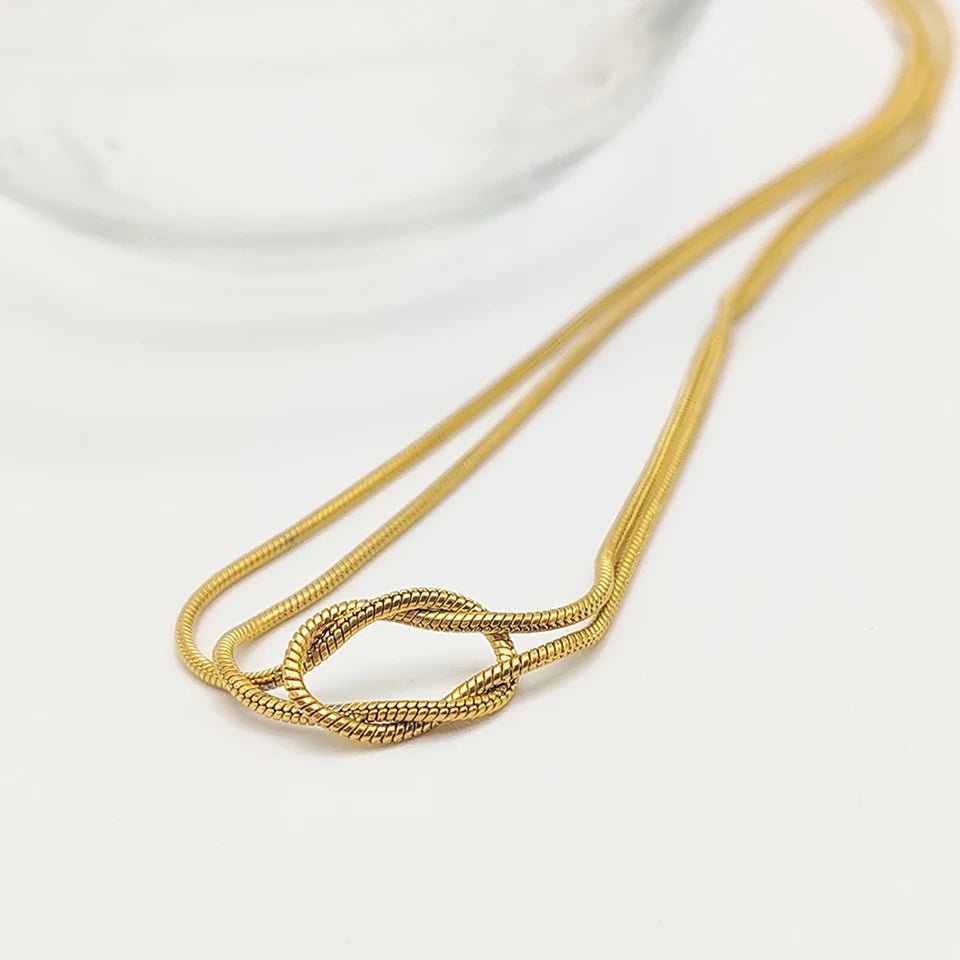 eManco Minimalist Jewelry Lusterless 14k Gold Plated Knotted Snake Chain Necklace Women's Stainless Steel Accessories Wholesale - Hidden Forever