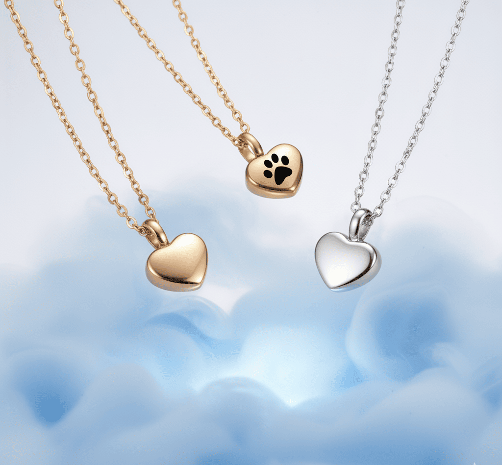 Paw Print Heart Ash Pendant - Hidden Forever
