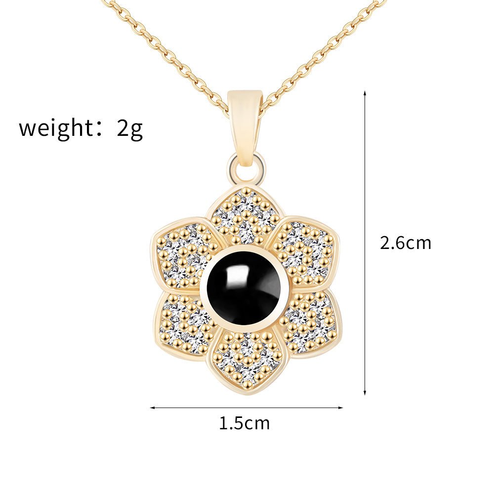 Custom Hidden Photo Projection 6 Petal flower Necklace - Hidden Forever