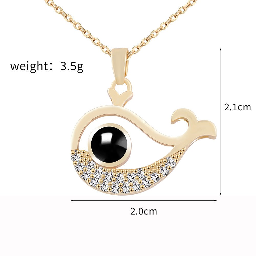 Custom Hidden Photo Projection Mini Whale Necklace - Hidden Forever