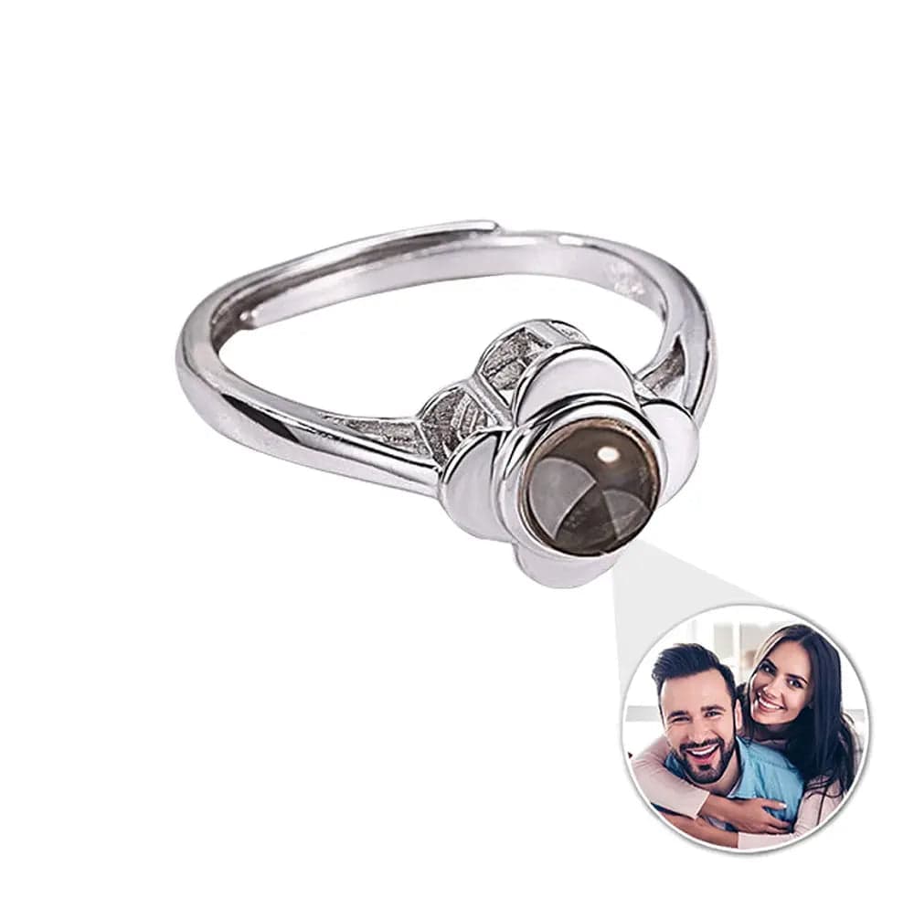 Custom Photo Projection Four Petals Flower Ring - Hidden Forever