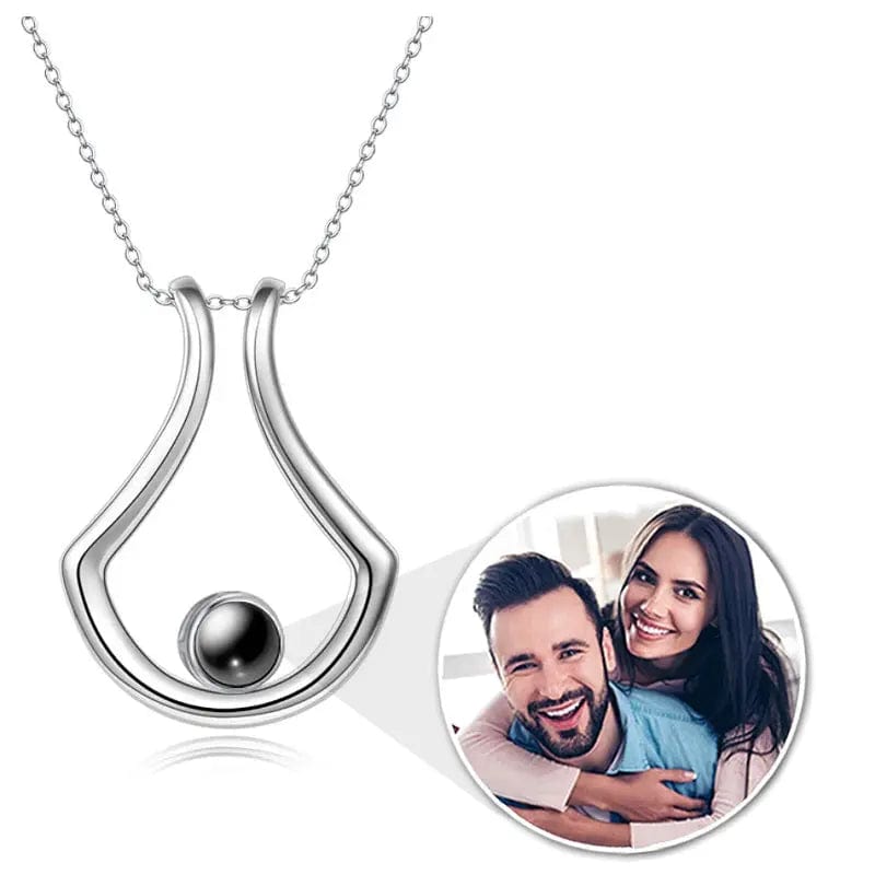 Custom Photo Projection U-Shaped Pendant Necklace - Hidden Forever