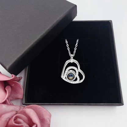 Personalised Projection Photo Jewellery | Upload Your Photo 201235007 Custom Items Necklace Two Hearts Sterling Silver