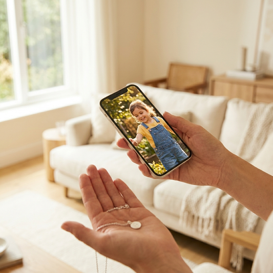 Viewing the hidden photo in a projection pendant through a phone camera