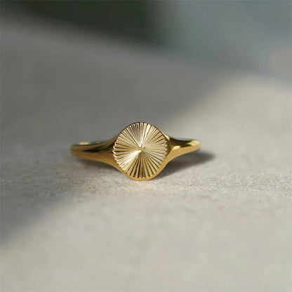 Couple's Sunbeam Signet Ring