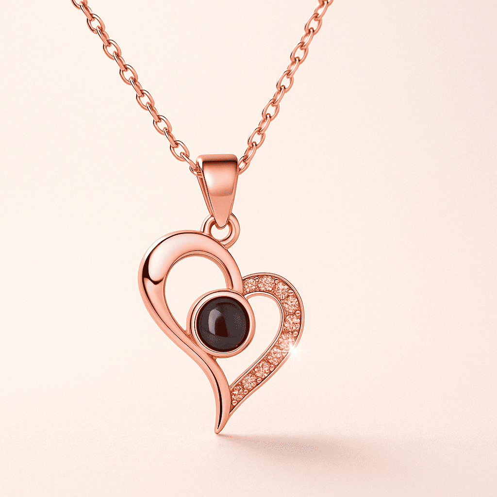 Custom Heart Drop Hidden Photo Necklace