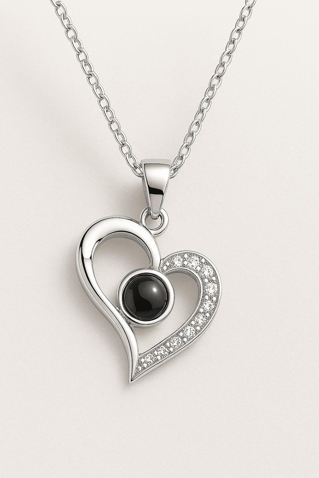 Custom Heart Drop Hidden Photo Necklace