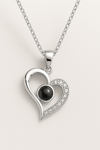 Custom Heart Drop Hidden Photo Necklace