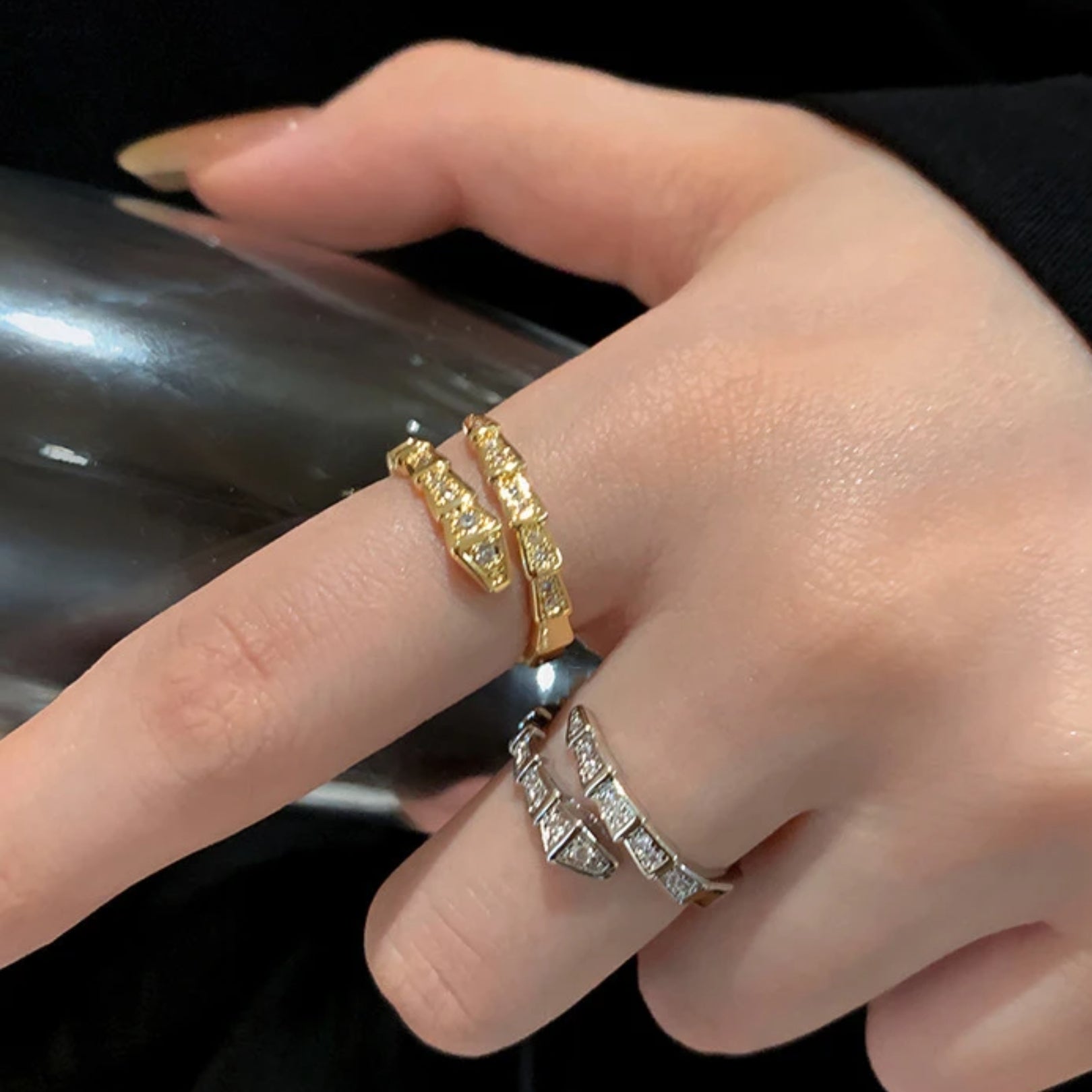 Adjustable Zircon Serpent Ring - Hidden Forever