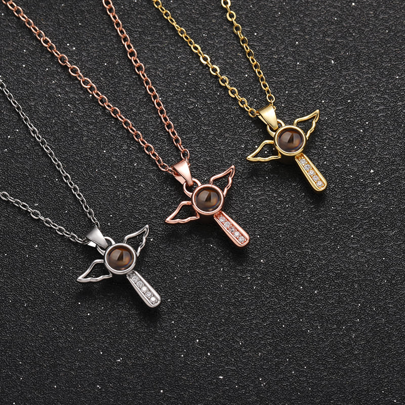 Angel Cross Memory Projection Necklace - Hidden Forever