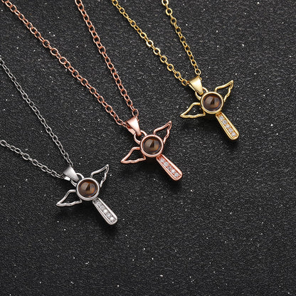 Angel Cross Memory Projection Necklace - Hidden Forever