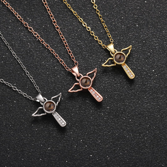 Angel Cross Memory Projection Necklace - Hidden Forever