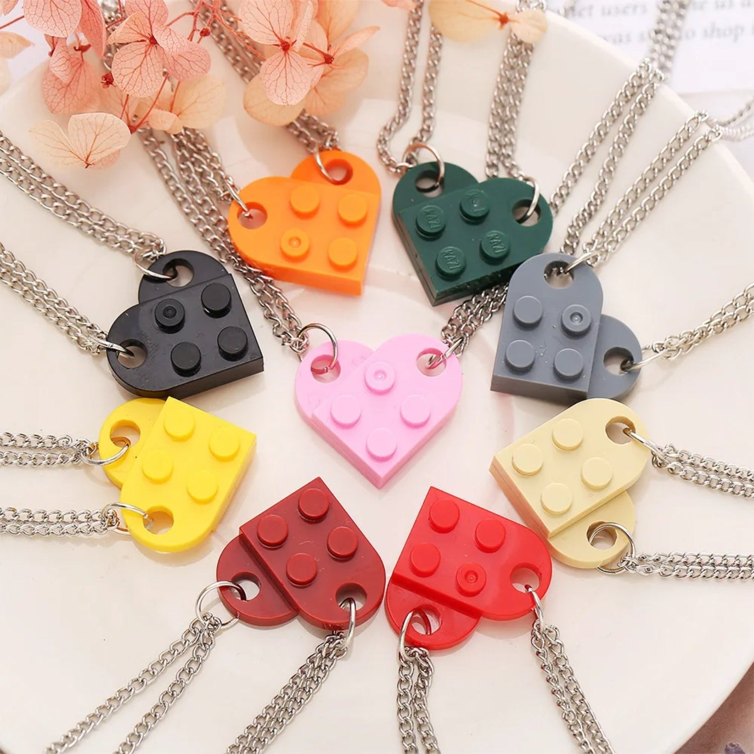 Best Friends Building Brick Heart Necklace - Hidden Forever