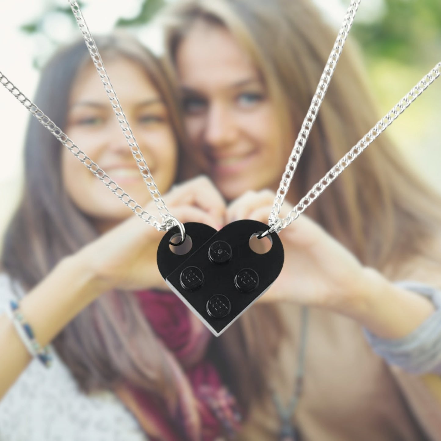 Best Friends Building Brick Heart Necklace - Hidden Forever