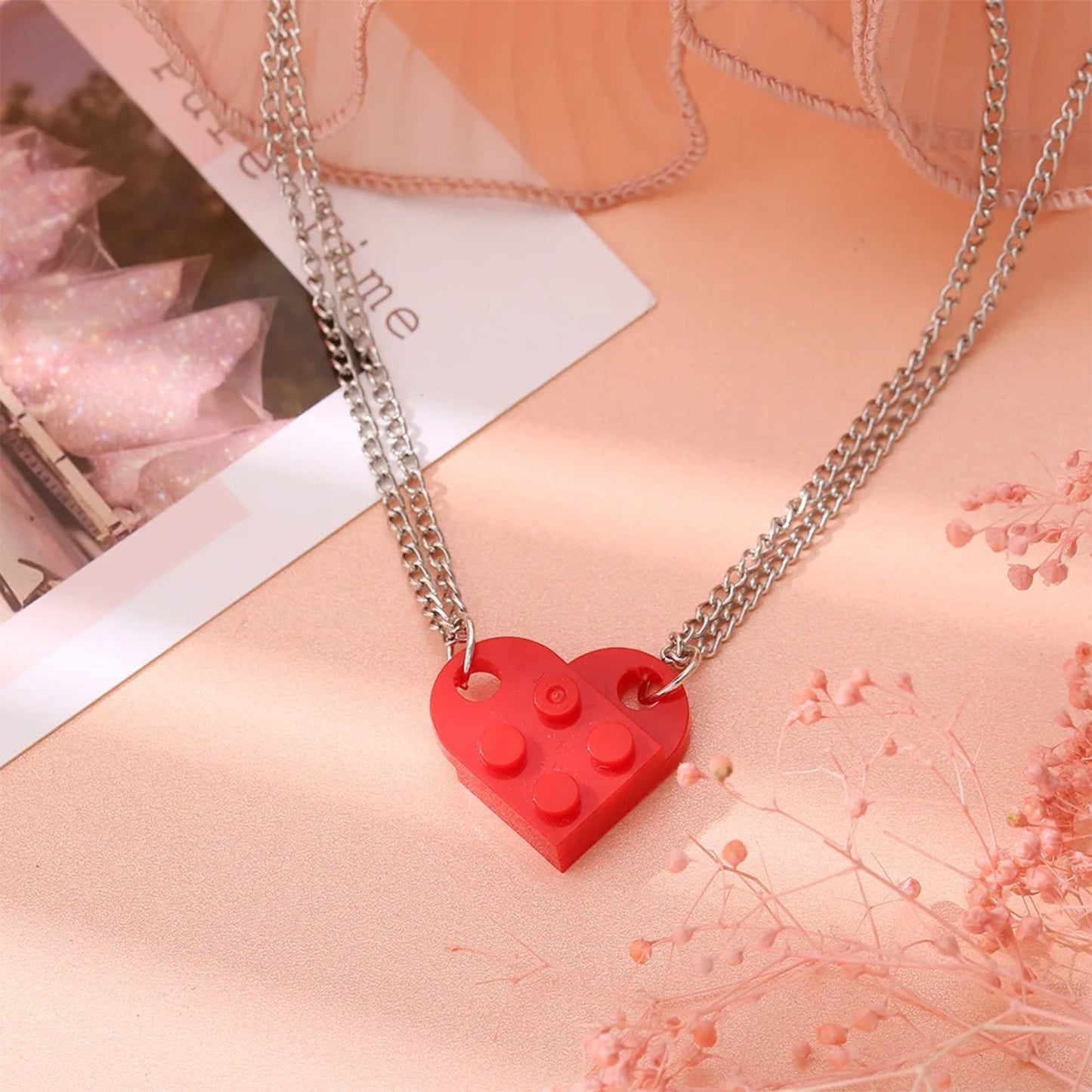 Best Friends Building Brick Heart Necklace - Hidden Forever