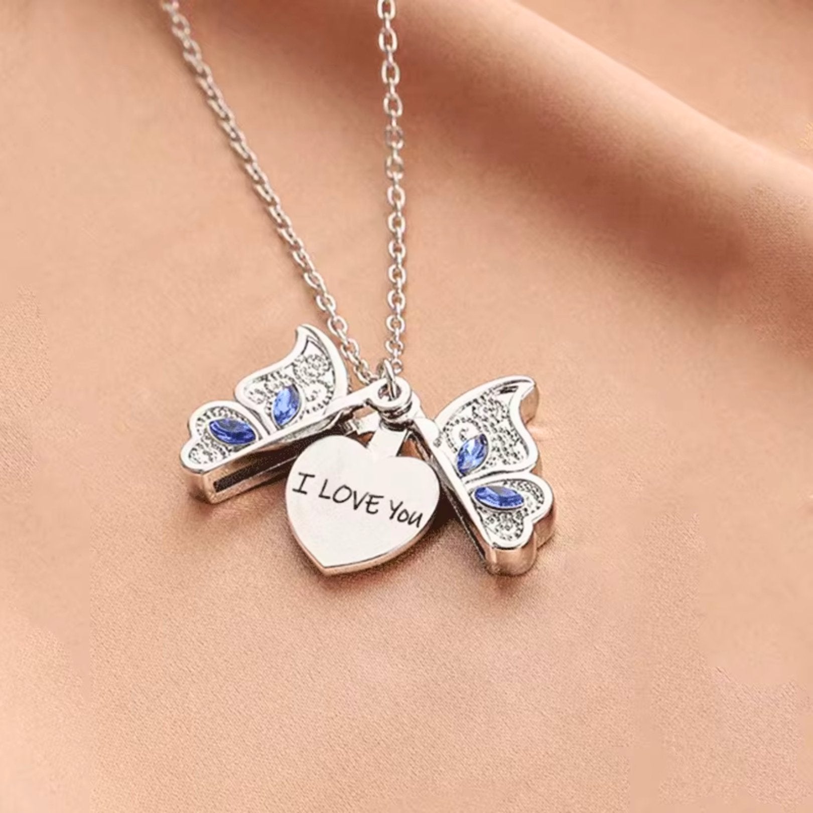 Best Friends Heart Butterfly Necklace - Hidden Forever