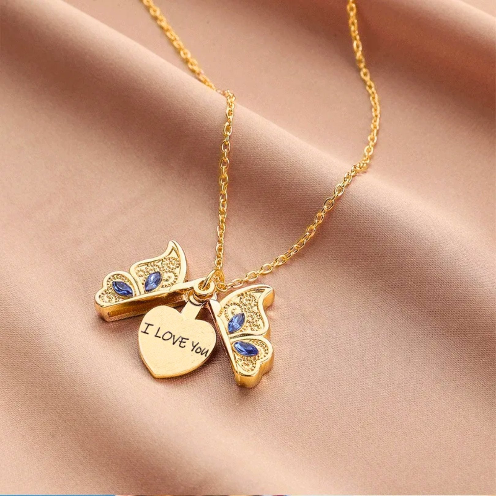 Best Friends Heart Butterfly Necklace - Hidden Forever