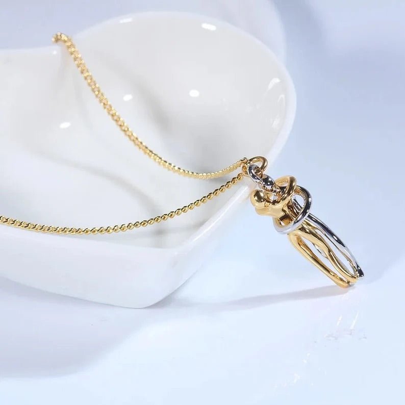 Boyfriend Girlfriend Hugging Necklace - Hidden Forever