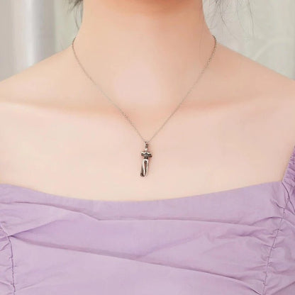 Boyfriend Girlfriend Hugging Necklace - Hidden Forever