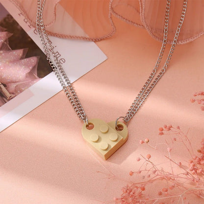 Building Brick Heart Friendship Necklace - Hidden Forever