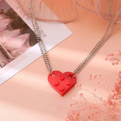 Building Brick Heart Friendship Necklace - Hidden Forever