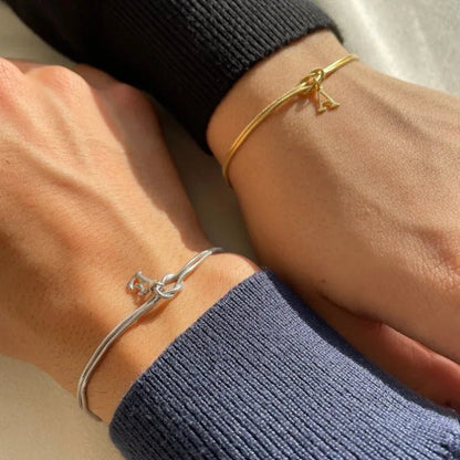 Couple's Initial Love Knot Bracelet - Hidden Forever