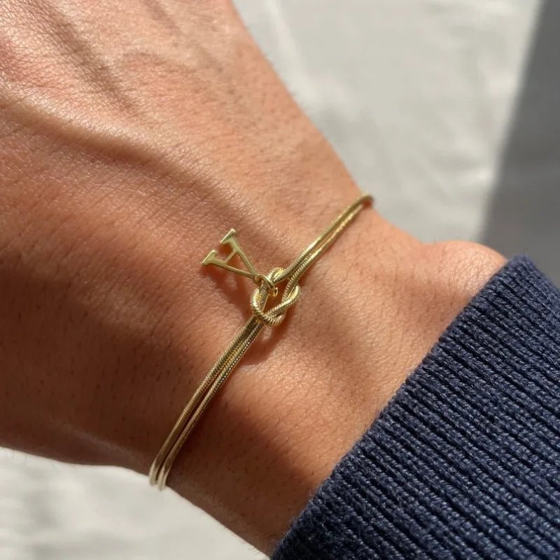 Couple's Initial Love Knot Bracelet - Hidden Forever