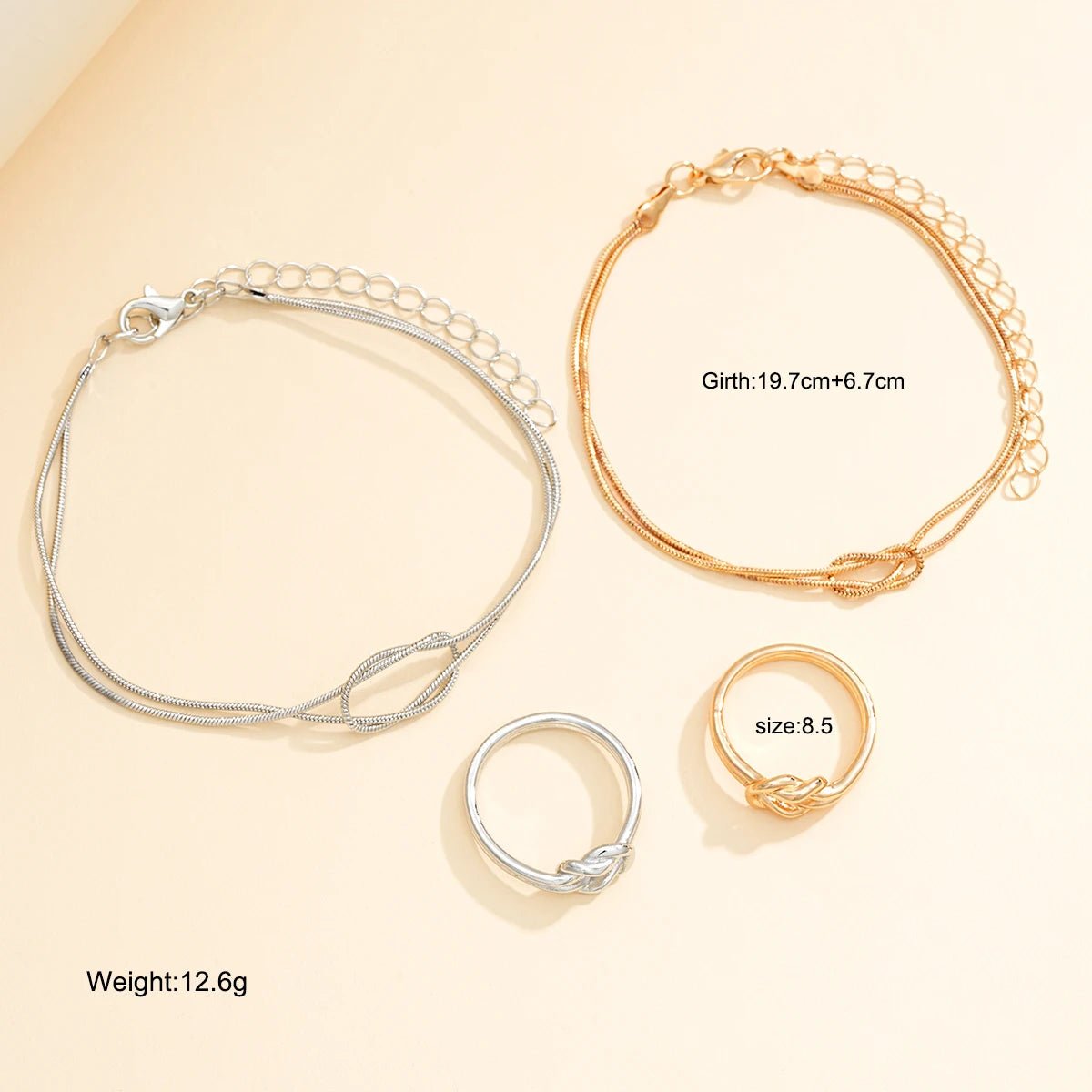 Couples Matching Infinity Knot Bracelet & Ring Set - Hidden Forever