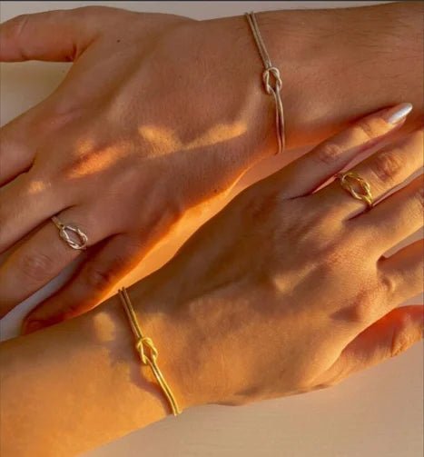 Couples Matching Infinity Knot Bracelet & Ring Set - Hidden Forever