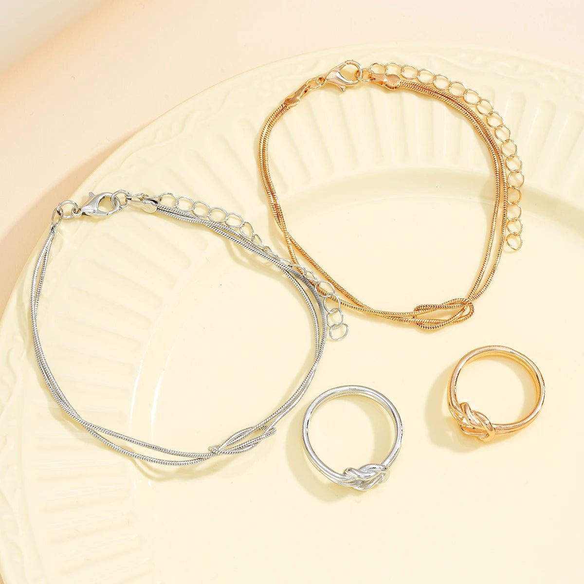 Couples Matching Infinity Knot Bracelet & Ring Set - Hidden Forever