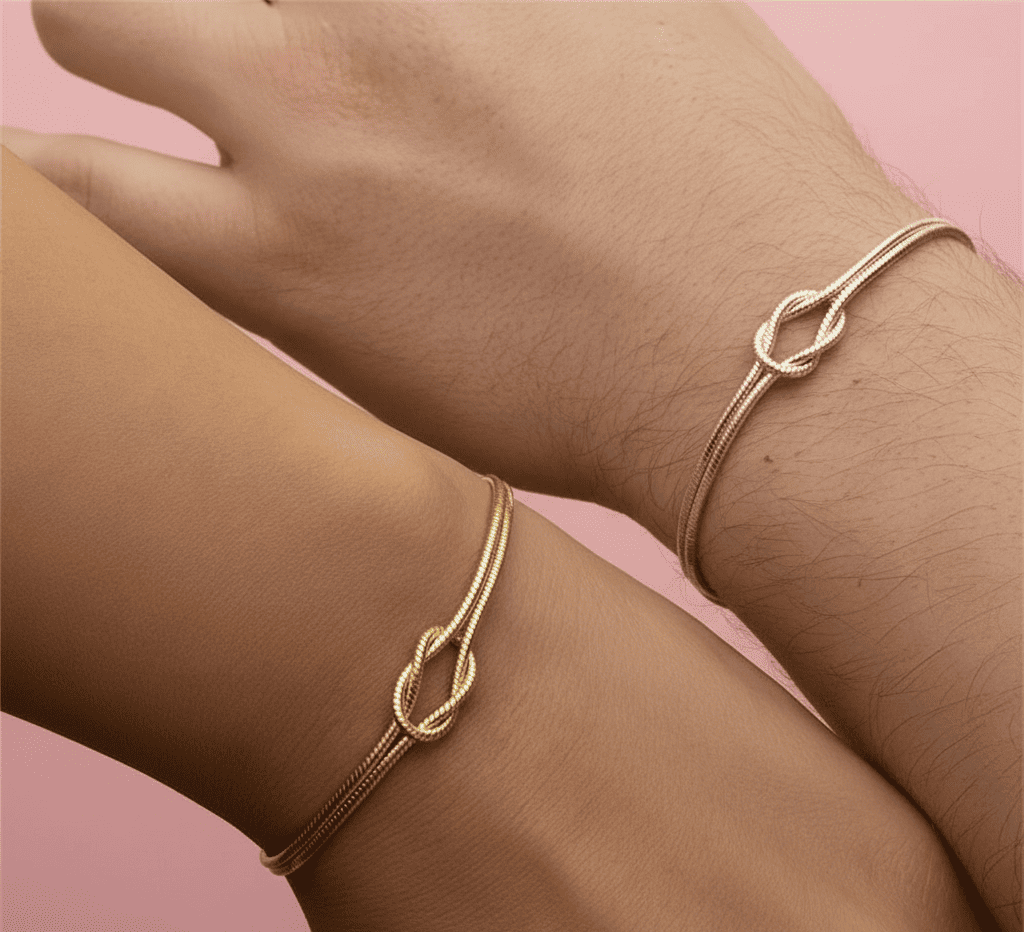 Couples Matching Infinity Knot Bracelet & Ring Set - Hidden Forever