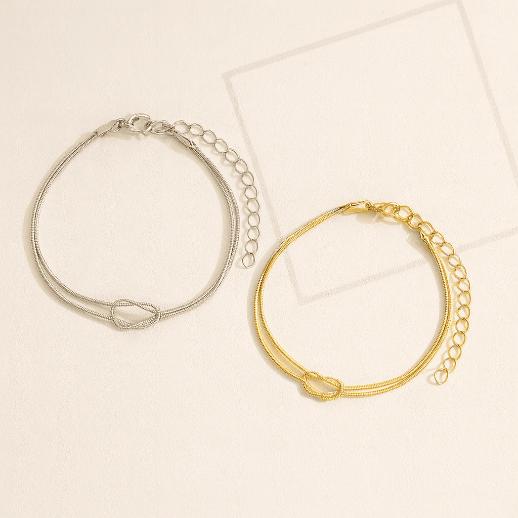 Couples Matching Infinity Knot Bracelet & Ring Set - Hidden Forever