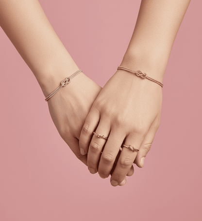 Couples Matching Infinity Knot Bracelet & Ring Set - Hidden Forever