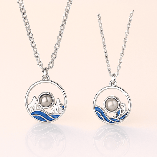Couples Matching Mountain & Sea Pendant Necklaces - Hidden Forever
