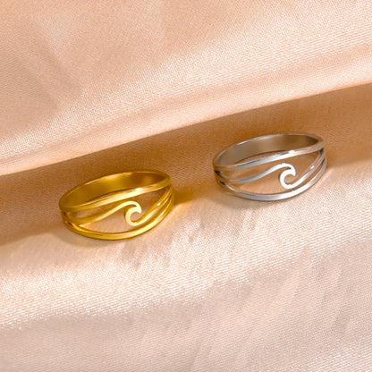 Couple's Promise Wave Rings - Hidden Forever