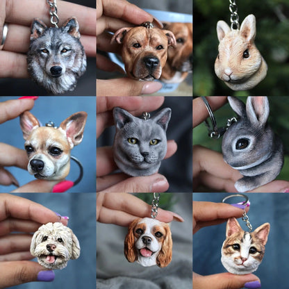 Custom 3D Pet Portrait Keychain - Hidden Forever