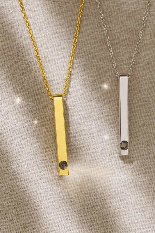 Custom 3D Pillar Bar Pendant Hidden Photo Necklace - Hidden Forever