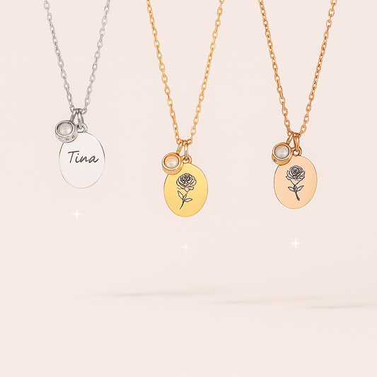 Custom Birth Flower Hidden Photo Necklace - Hidden Forever