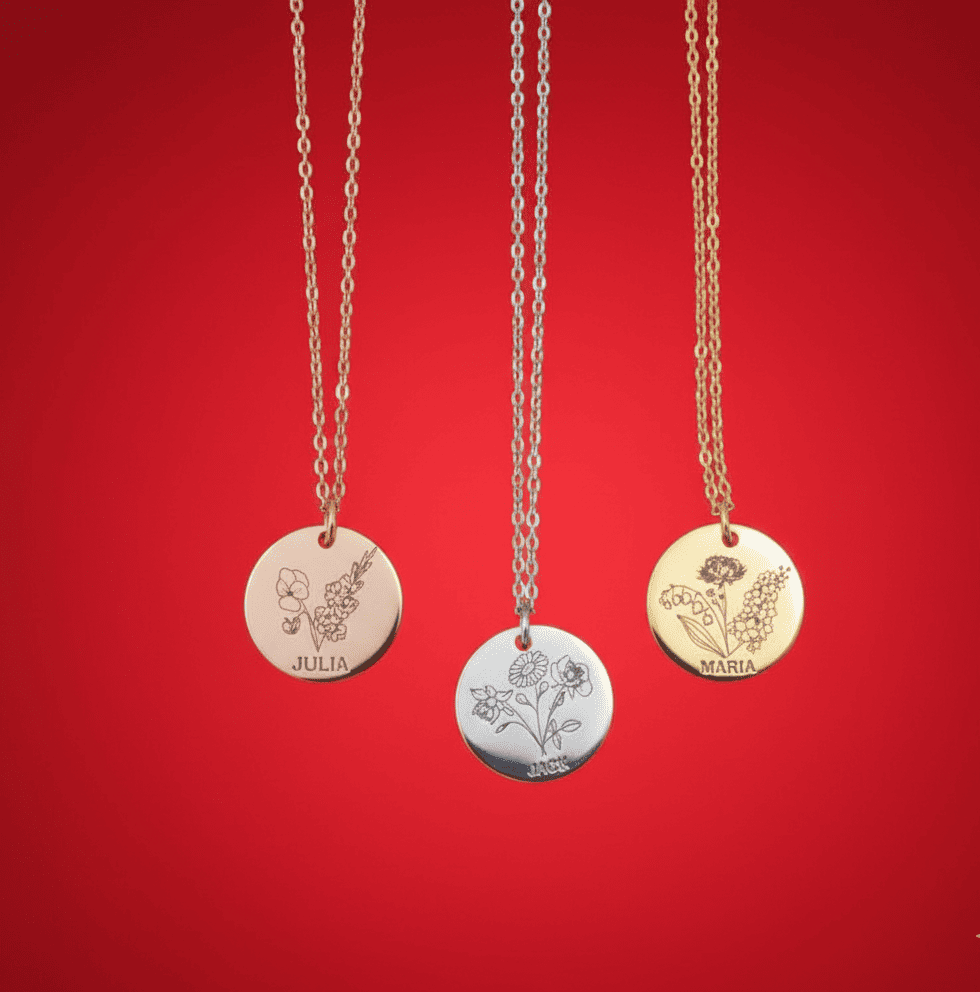 Custom Birth Flower Necklace - Hidden Forever