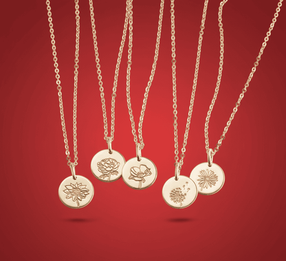 Custom Birth Flower Necklace - Hidden Forever