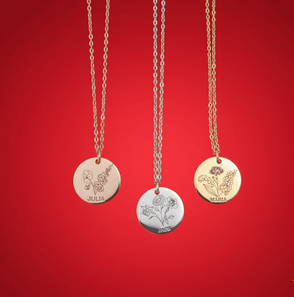 Custom Birth Flower Necklace - Hidden Forever